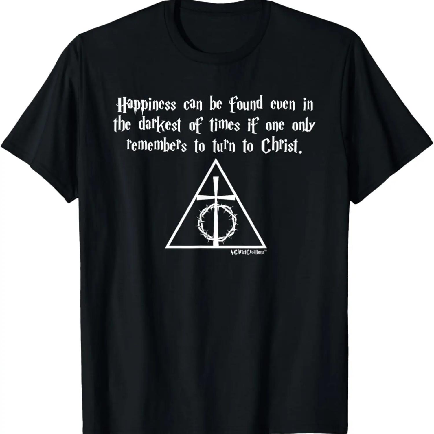 

Happiness Can Be Found Even In The Darkest Times, Christian T-Shirt XXXXXL чорний