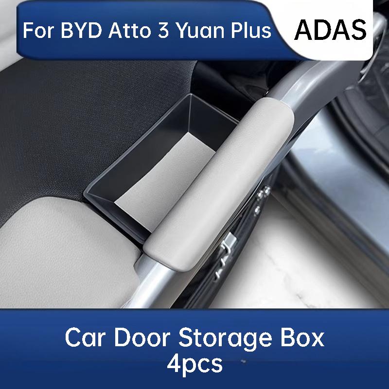 For BYD Atto 3 Yuan Plus ADAS Smart Driving Edition Car Door Handle Storage Box Leather Organizer Tray Interior Accessories