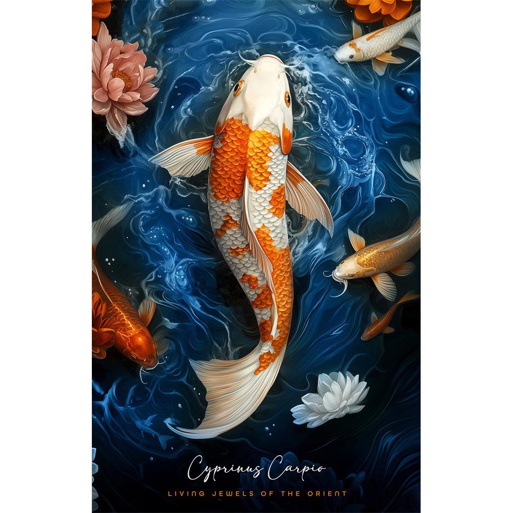 DIY Diamond Painting Retro Chinese Style Red Koi Lucky Carp Luxury Fish Calligraphy Embroidery Cross Stitch Kit Living Room Home Art Wall Decor