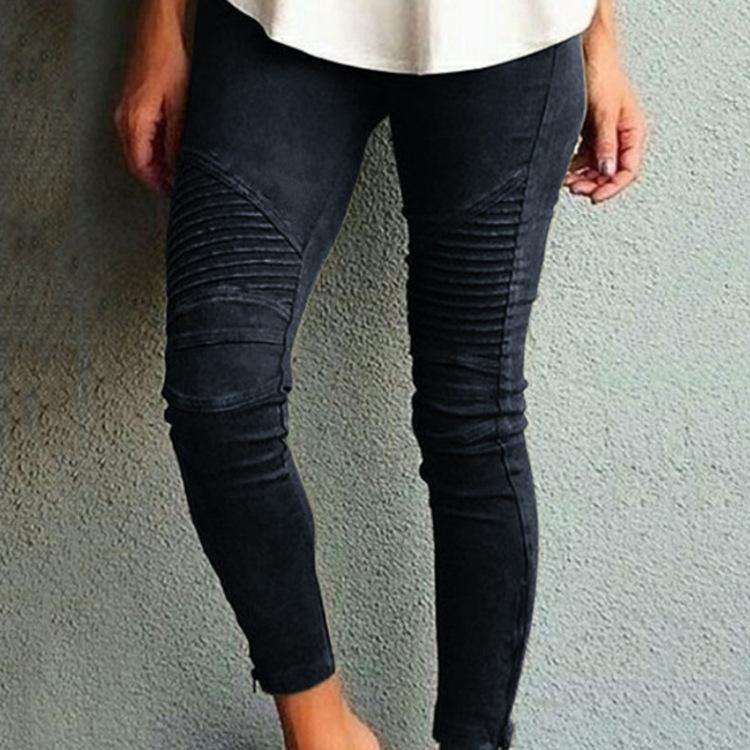 YYFS Damemote Uformelt Ensfarget trykk Høy midje Bukser og Capris