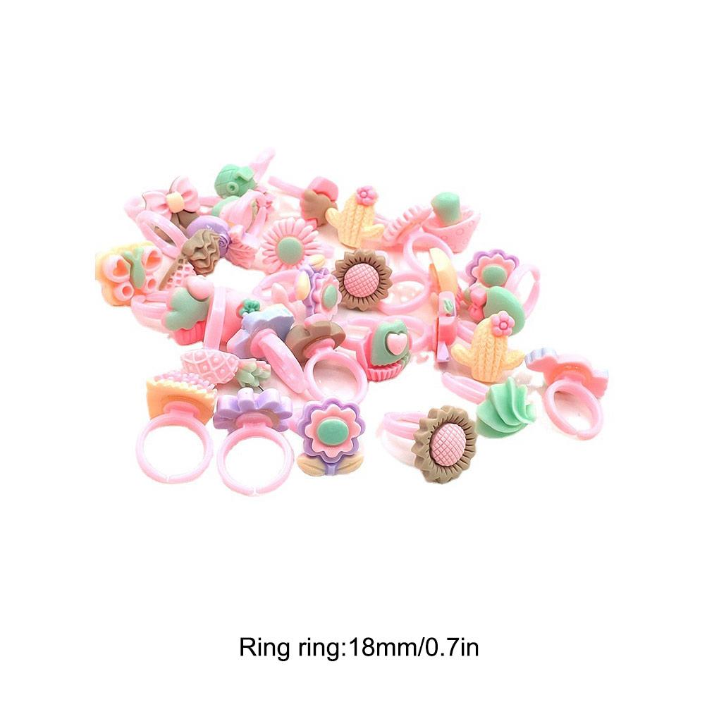Cute 100 Beach School Jewelry Candy Lovely Pieces Decoration Cartoon Holiday Resin Dessert Children Sweet Ring Kids