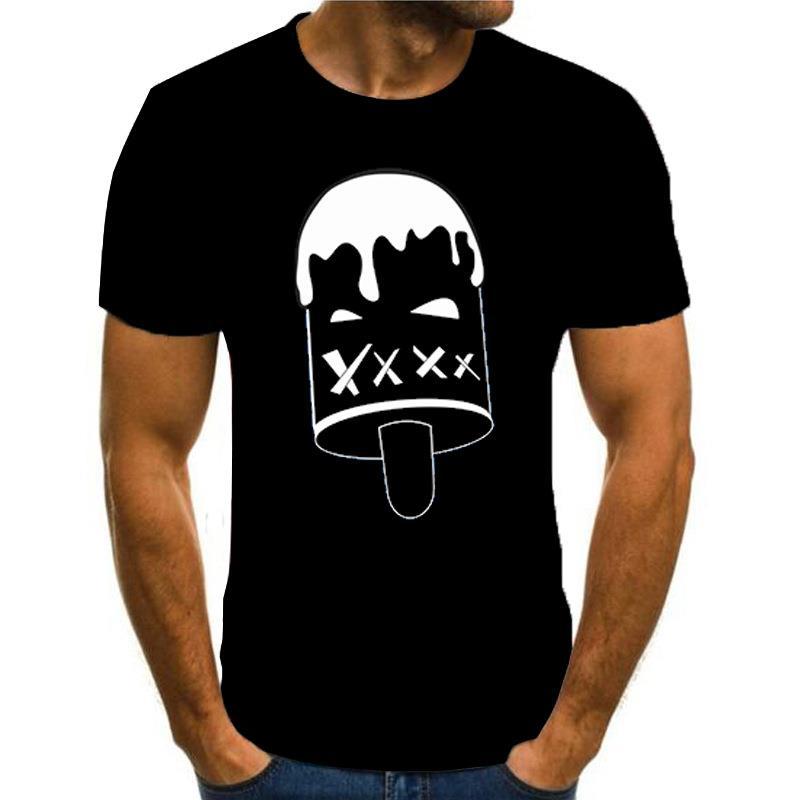 

Персонализированная летняя модная футболка с круглым вырезом, принтом карты трендов мороженого, 3D-печать, мужская футболка с коротким рукавом s