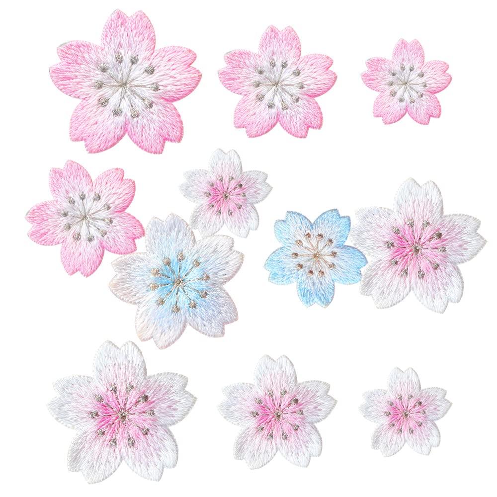 

Sempiterno Cherry Blossom Embroidery Appliqué Iron-On Patch Set of 8 White Pink