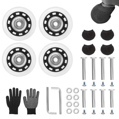 Suitcase Caster Replacement, Transparent, Set of 4, 2.0 Inches (50 Mm), Rubber Suitcase, Tire,