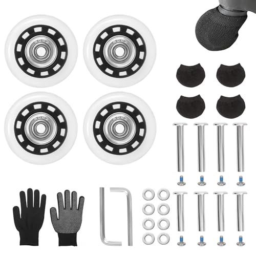 

Suitcase Caster Replacement, Transparent, Set of 4, 2.0 inches (50 mm), Rubber Suitcase, Tire,