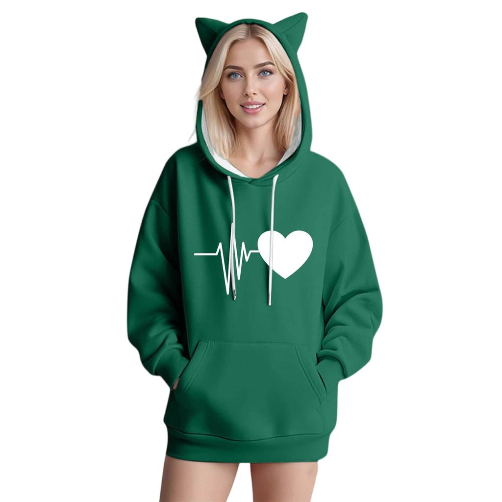 Women's Fashion Casual Long Sleeve  Hooded Sweatshirt Tops