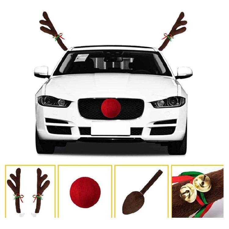 Reindeer Antlers Car Decoration Kit Holiday Automobile Decors Antlers And Nose