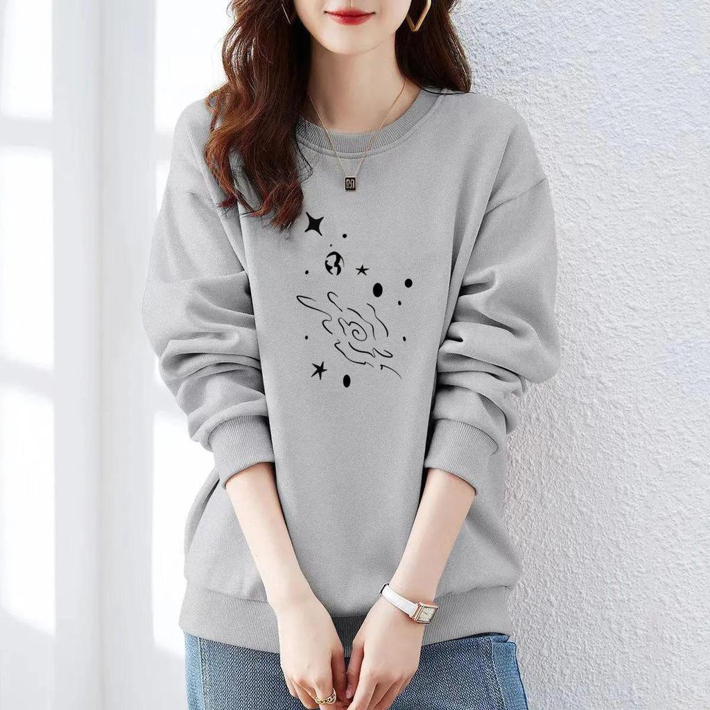 Jimo Women's Authentic Thin Hoodie - Autumn/Winter, Loose Fit, Velvet Lined, Pure Cotton, Round Neck, Trendy