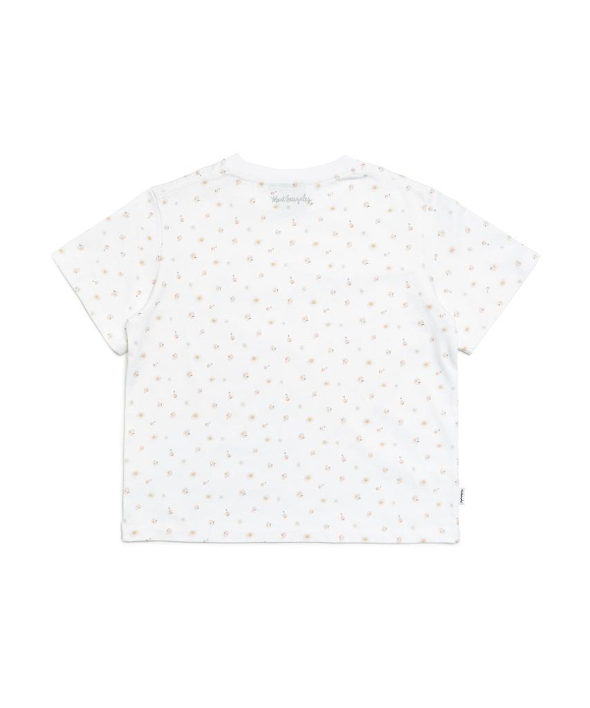 MARK GONZALES Women'S Flower Pattern Crop Short Sleeve T-Shirt - White
