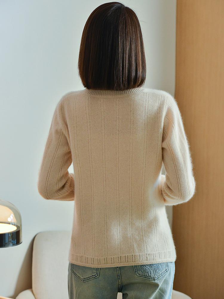 Dámský kašmírový kardigan Qinghe kašmír 30% kašmír 70% vlna podzimní a zimní kašmírový kardigan měkký a teplý