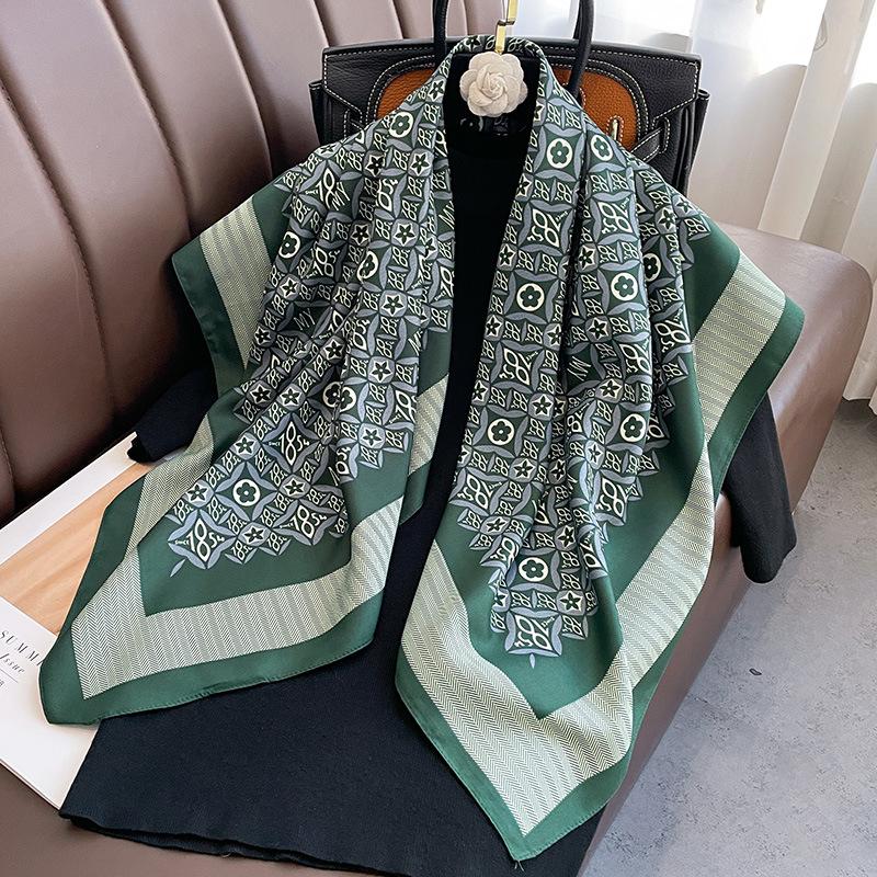 Retro printing spring and autumn summer fashion large square scarf scarf outer shawl sunscreen vacation high-end silk scarf women's models
