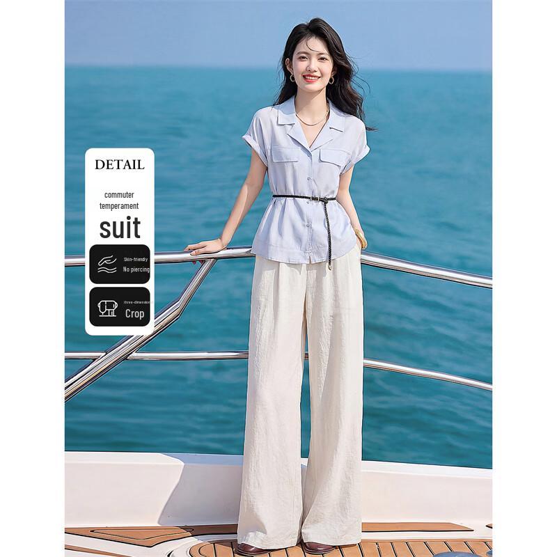 Elegant Two-Piece Summer Shirt & Pants Set L