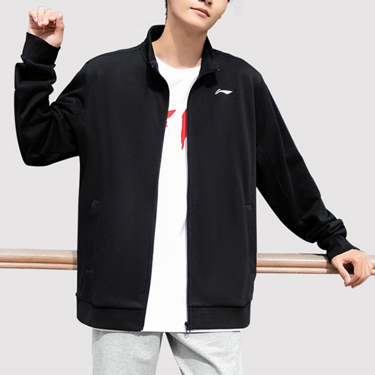 Li Ning Casual Sports Logo Stand Collar Jacket Men Jacket Black AWDQ999-1