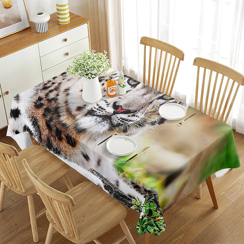 Leopard Rectangular Tablecloth African Safari Animals Tablecloth Home Decor for Outdoor Travel Picnic Mat Kitchen Dining Room