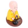 Little Monk Solar Figurine Funny Auto Nodding Knocking Chinese Monk Statue Toy Dashboard Ornament