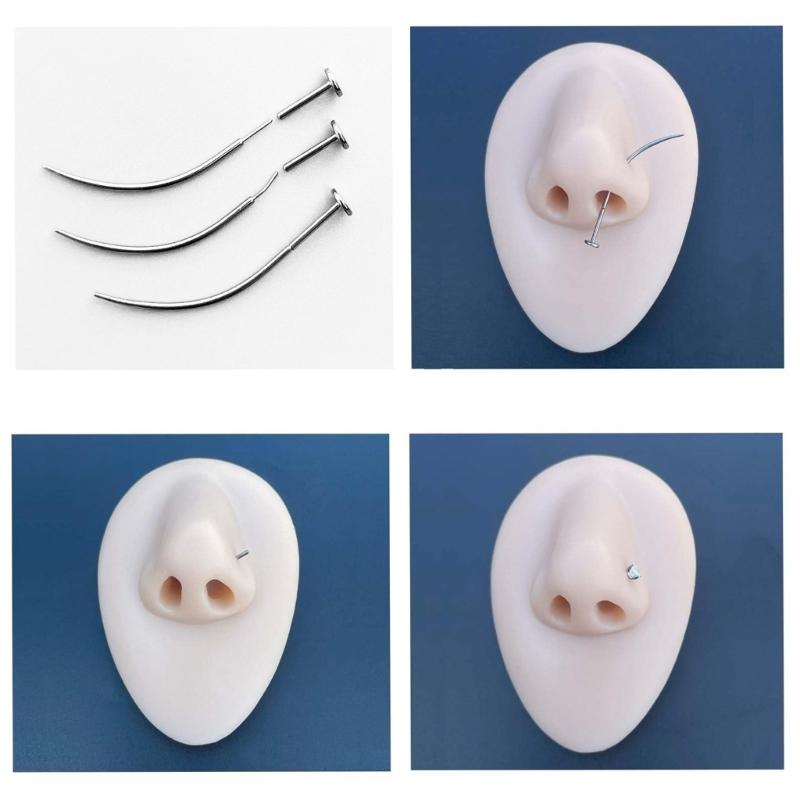 Grasper And Curved Piercing Guide Needle Set For Easy Accurate Body Piercing On Sensitive Skin