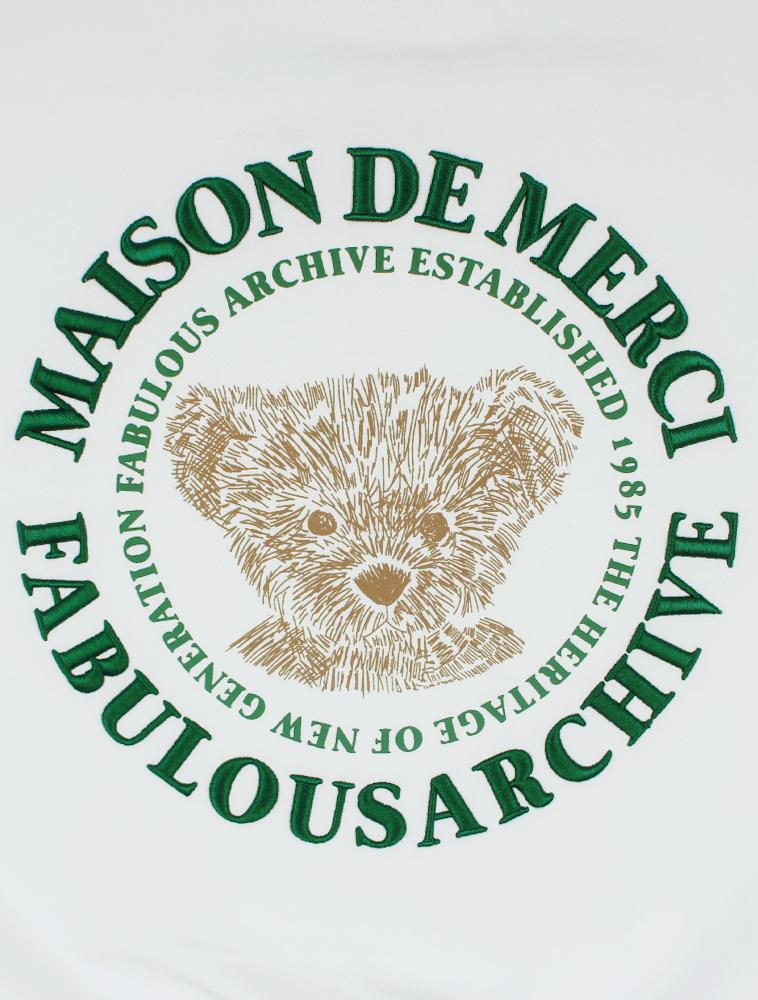 LA MAISON STUDIO [Fleece Lined] Women'S Crop Bear Friends Embossed Embroidery Sweatshirt White (Fcb3Ts355W)