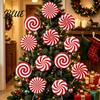 Spiral Candy Cane Party Supplies 12Pcs Christmas Yard Stakes Hollow Board Garden Decor with Metal Spikes Themed Seasonal Decorations Red White Green