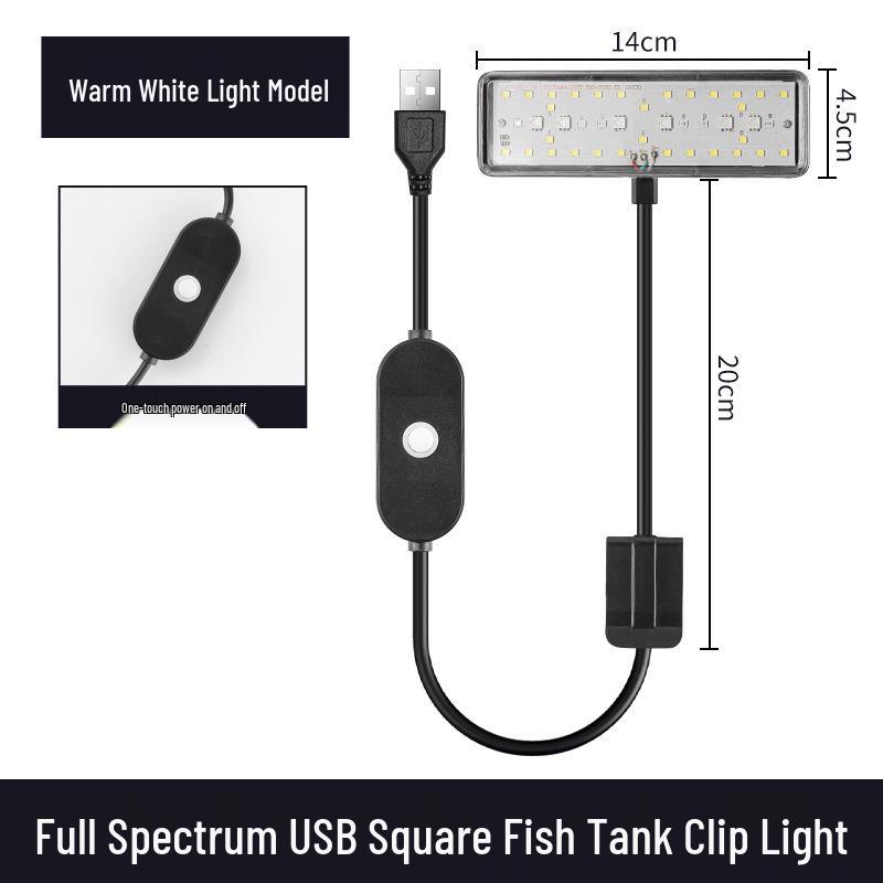 Aquarium Clip-On Light: Full Spectrum Plant & Algae Light with USB Smart Timer Switch