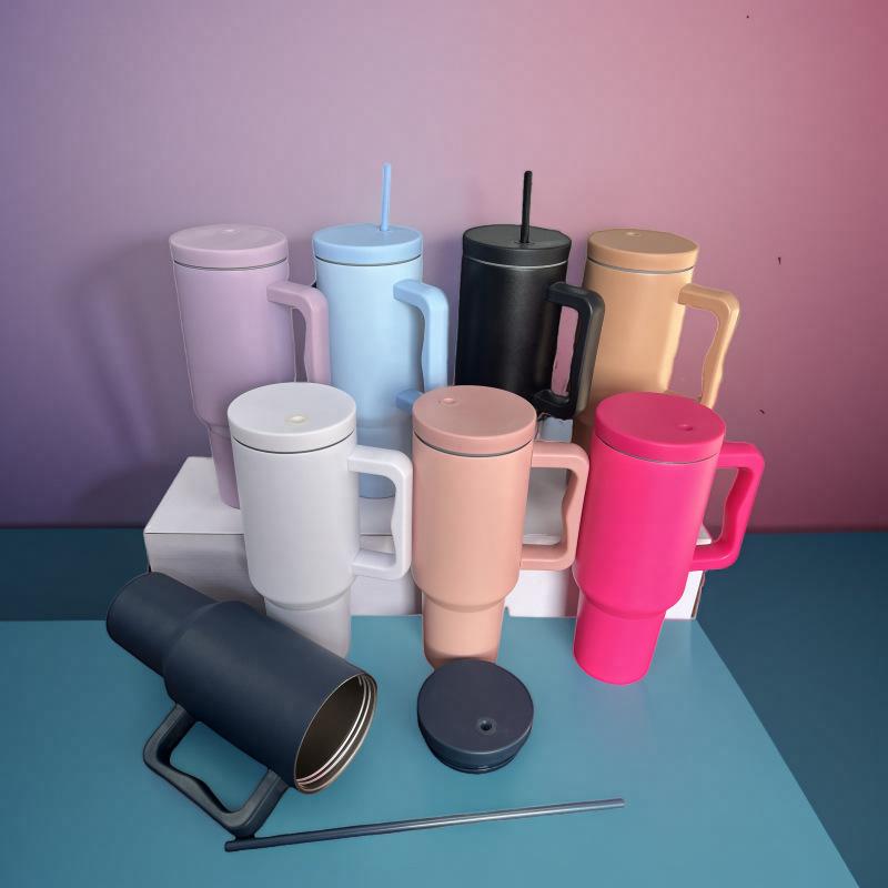 40oz Large Capacity Cup 304 Stainless Steel Insulated Cup New Car Straw Ice King Cup Handle Cup