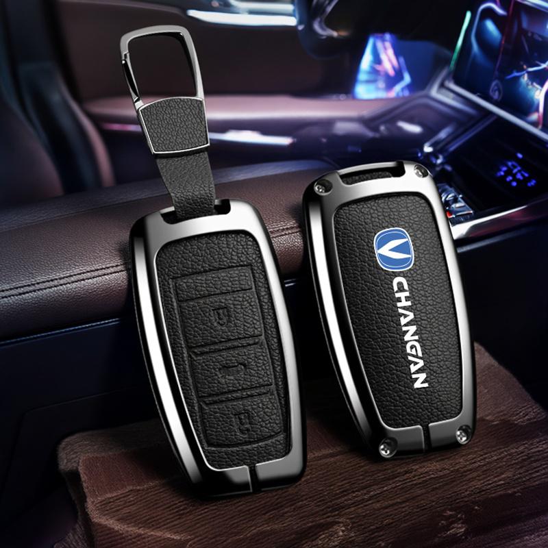 Goat Leather Zinc Alloy Leather Car Key Fob For Changan Cs15 Cs35 Cs75 Cx70 Cs95 V3 V5 V7 Eado Raeton Key Case Car Key Holder Ca