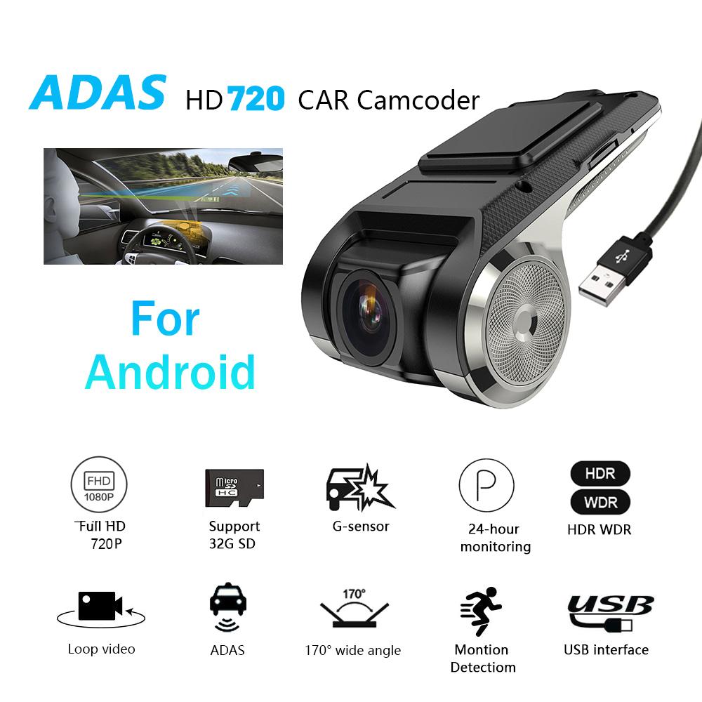 Dash Cam ADAS Car DVR ADAS Dashcam DVRs Video HD 720P USB Auto Recorder for Android Multimedia DVD Player with APK