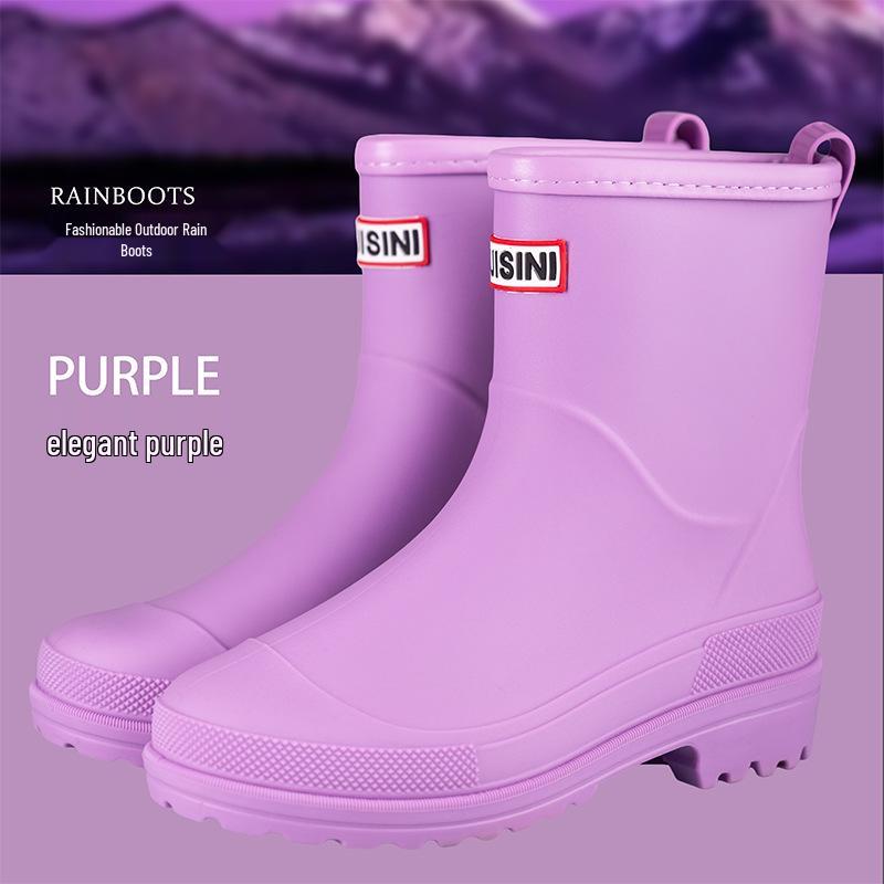 Stylish Waterproof Mid-Calf Women's Rain Boots with Drawstring - Anti-Slip Outdoor & Beach Wear