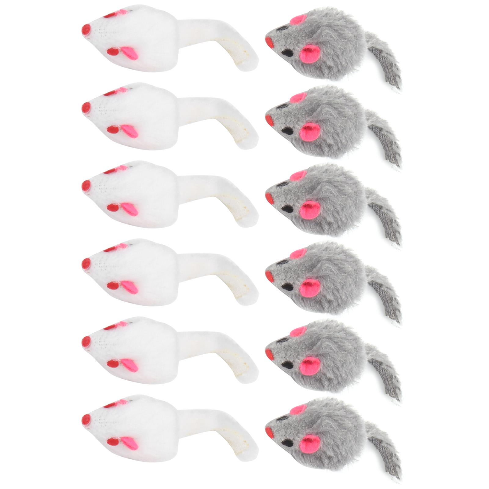 

12 Pack Cat Mouse Toy Furry Interactive Play Mouse Toy for Indoor Cats and Kittens