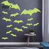 Glow Stickers Halloween Glow-in-the-Dark Bat Wall Stickers Luminous Cartoon Flying Bats Decals for Ceiling Door Window Decor Self-Adhesive Reusable