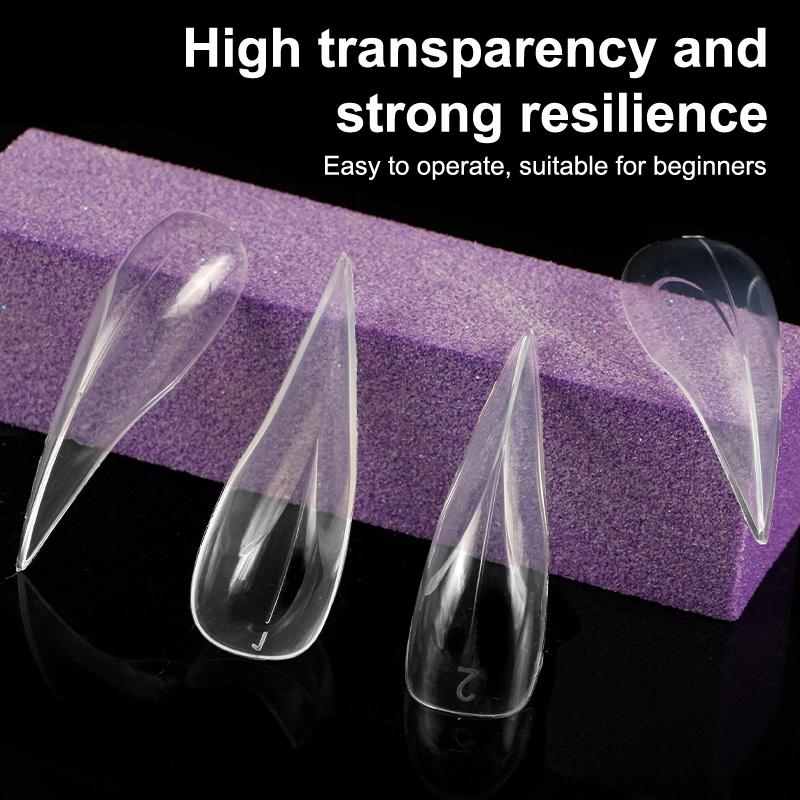 140Pcs/Box Curved Stiletto 3D Eagle Claw Nail Dual Forms For Poly Nail Gel Extension Of Hawk Sculptural Nails Full Cover Molds