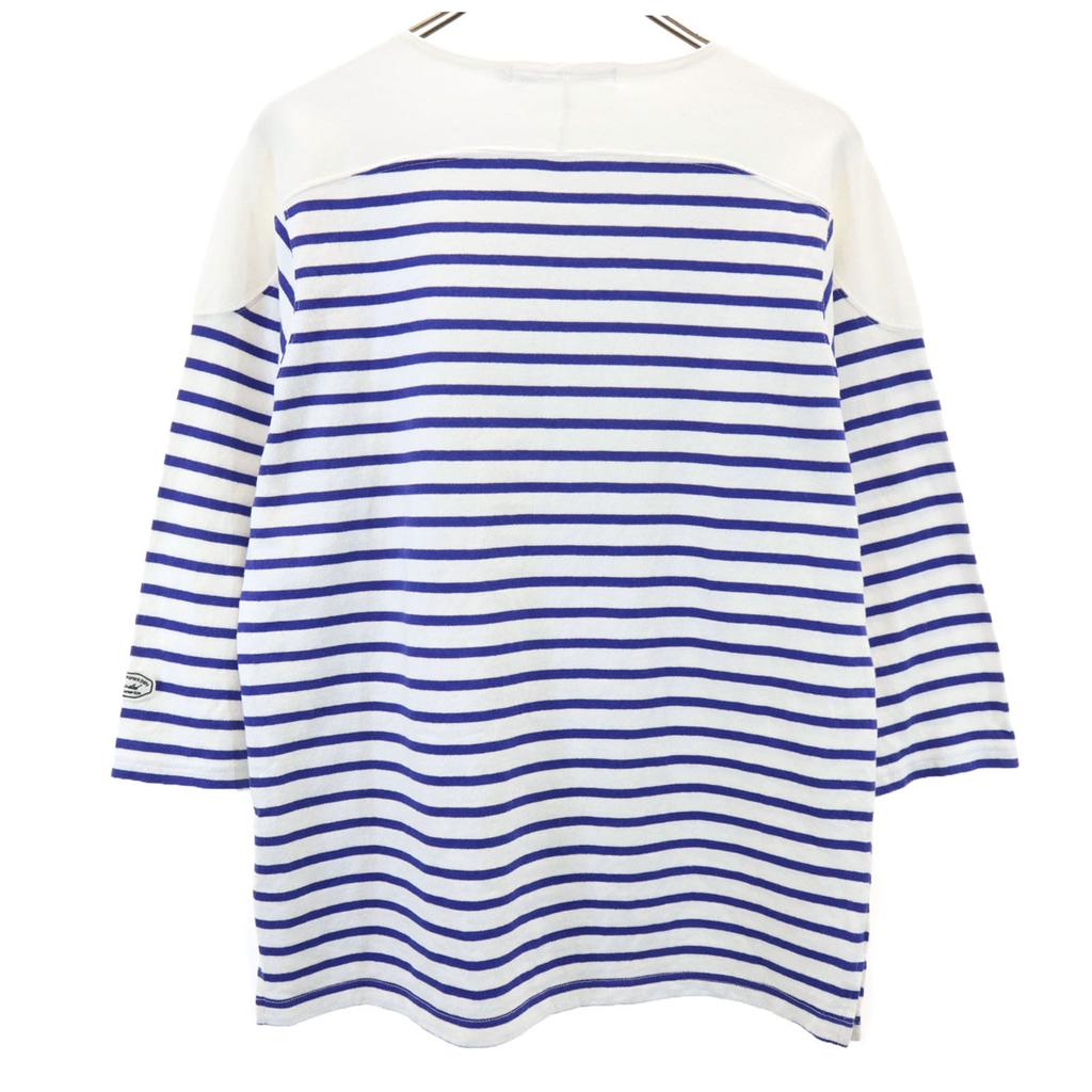 UNRIVALED made in Japan Border Pattern 7 minutes sleeve Basque shirt 2 Men's Used