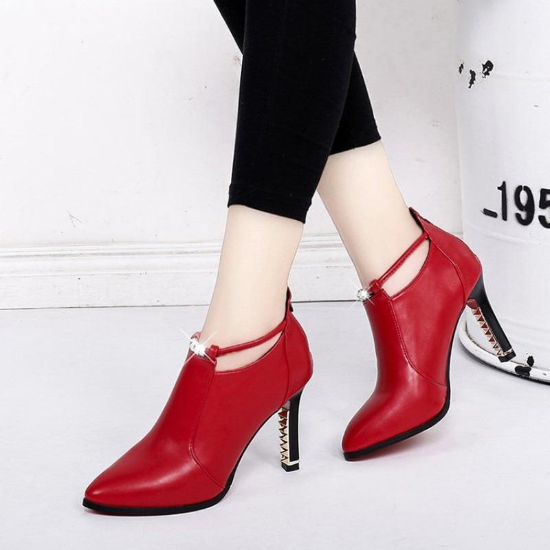 Autumn New Pointed Thin Heel High Heel Short Women's Boots Fashion After Zipper Fashion Martin Boots Women