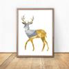Abstract Grey Yellow Geometric Forest Nordic Deer Poster Canvas Printings Wall Art Printing Pictures Living Room Home Decoration