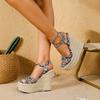 Scarpe Zeppa Espadrillas Donna Tacco Super Alto 15cm Scarpe Piattaforma Estive da Festa Sandali Zeppa Eleganti da Donna Taglia Grande 42