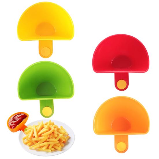 Juego de 4 Pinzas para Salsa para Tazones Platos Plato para Salsa de Grado Alimentario Apto para Lavavajillas Caja Portátil de Condimentos para Especias Salsa de Tomate Sal Vinagre de Verduras Ketchup