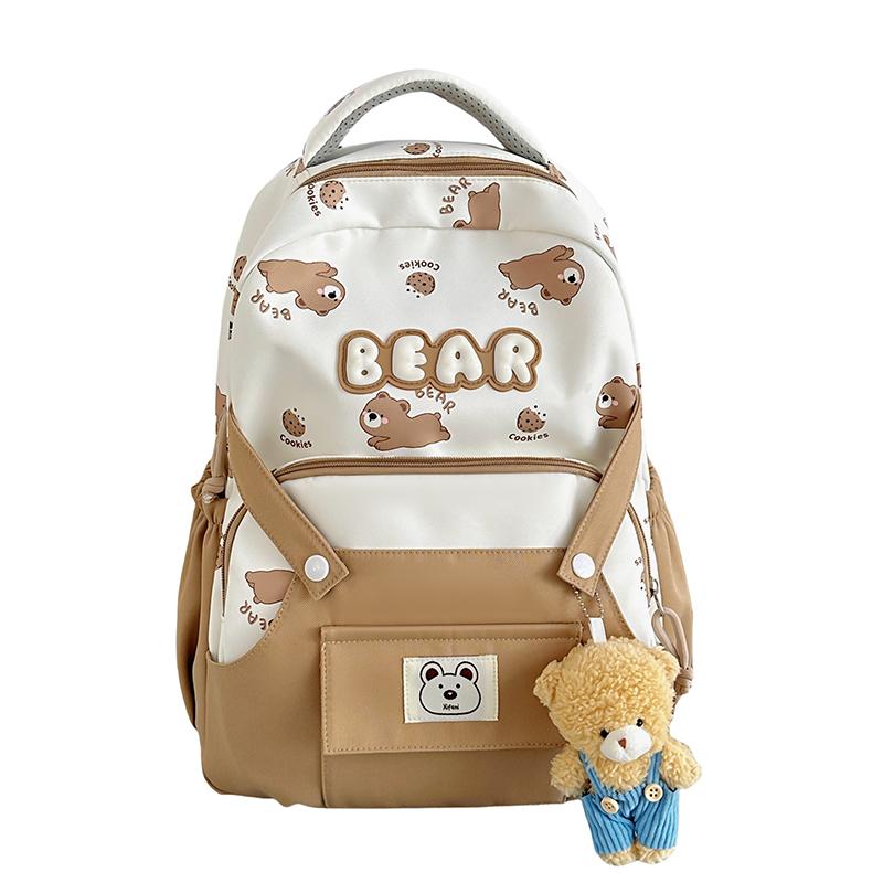 

Рюкзак для младшей школы, женский дорожный рюкзак, рюкзак с мультяшным принтом хаки