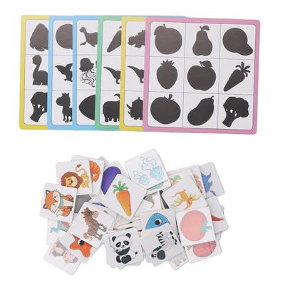 Shadow Matching Cards Wood Blocks Animal Fruit Shape Pairing Game Educational Memory Card Toy for