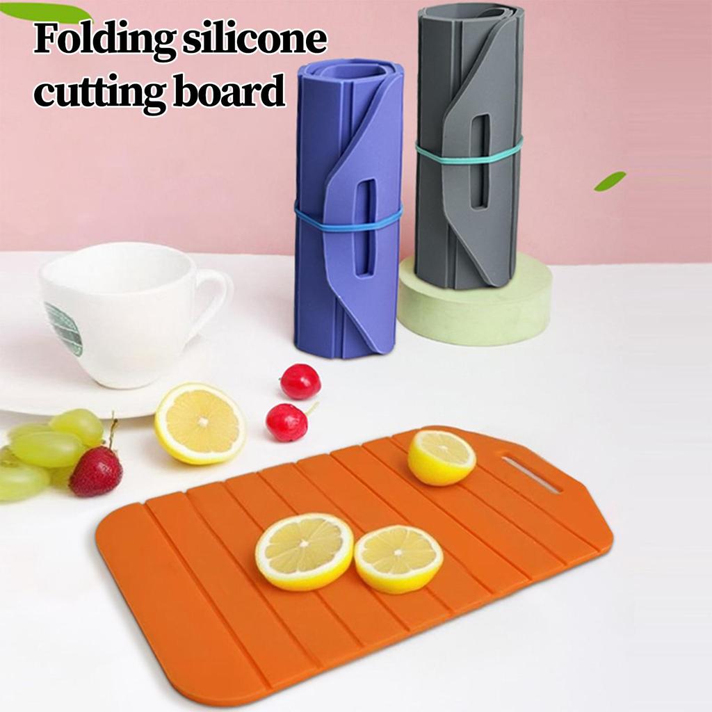 Silicone Folding Cutting Board Portable Chopping Mat Double-Sided Camping Picnic Chopping Block Mat Kitchen Cooking Tool