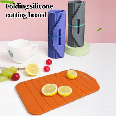 Silicone Folding Cutting Board Portable Chopping Mat Double-Sided Camping Picnic Chopping Block Mat Kitchen Cooking Tool