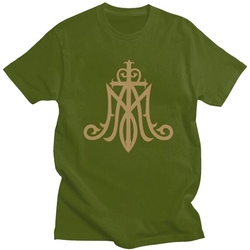 Custom Virgin Mary Monogram Ave Maria T Shirt Men Short Sleeves 100 Cotton Tshirt Leisure Catholic Christian Tees