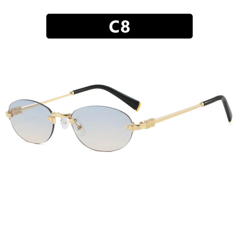 

Простота Модные Овальные Безободковые Солнцезащитные Очки UV400 Продвинутые Прочные и Удобные Уличные Фотографические Солнцезащитные Очки As shown