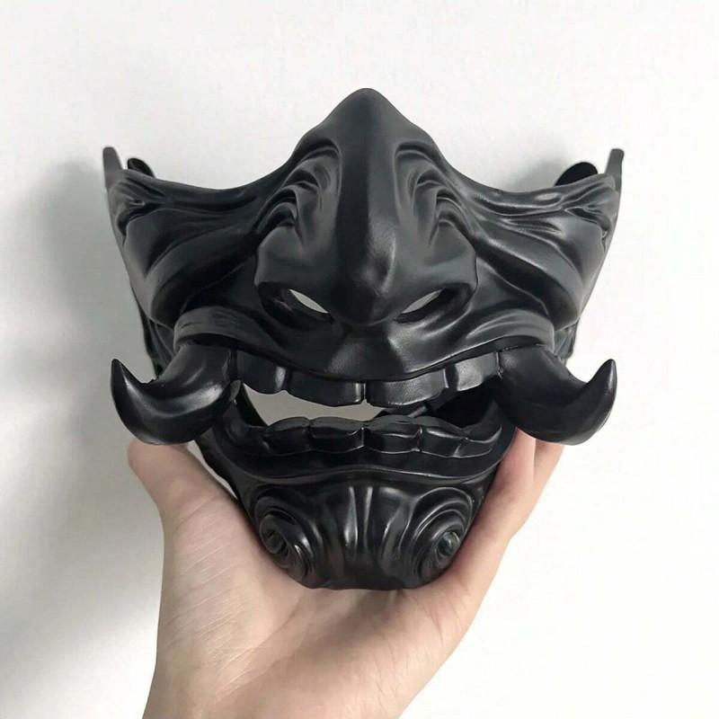 Halbgesichts Japanische Oni Hannya Maske Halloween Cosplay Cyberpunk Kostüm Requisite