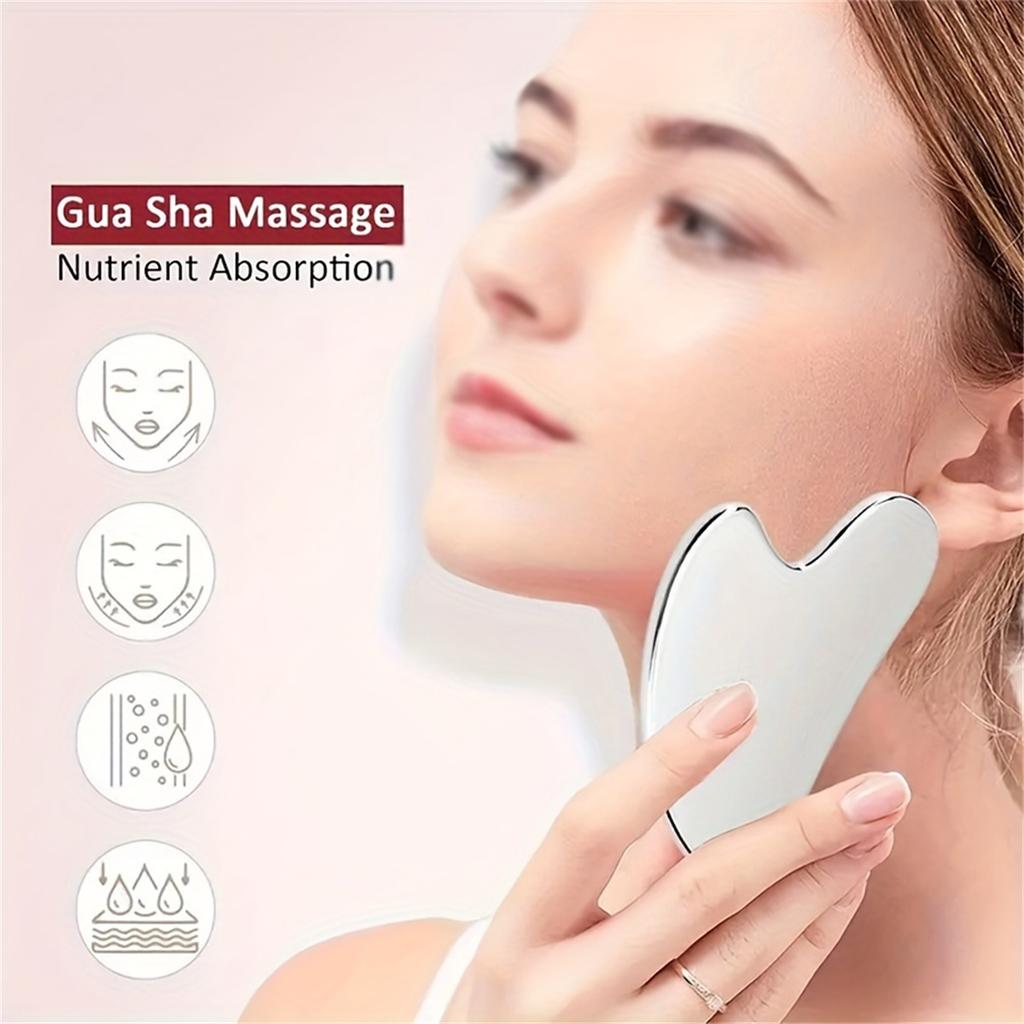 4-piece stainless steel scraping massage tool set, battery-free, no electricity required, suitable for face, back and body