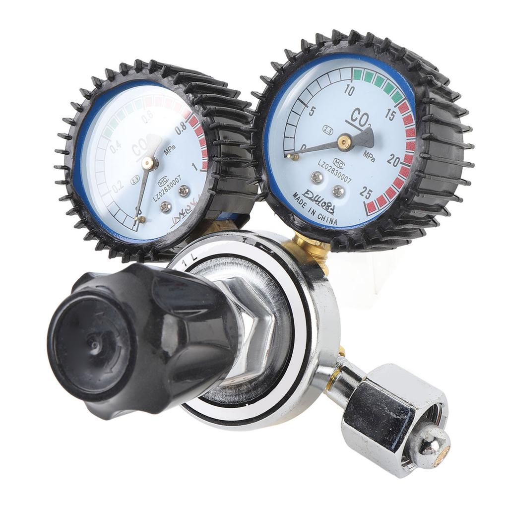 CO2 Regulator 2 Gauges Double Stage Precise Control Metal Construction M16x1.5 G5 8in 14 Out for CO2 Tank Pressure