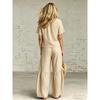TIFICY Women's Fashion Casual Summer Spring Solid Color Print Short Sleeve V-Neck Trousers Pants Suits