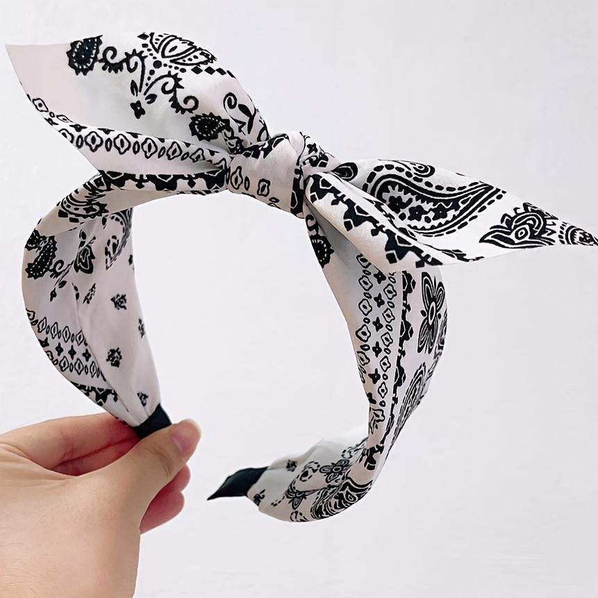 1pc New Simple Retro Fashion Paisley Flower Bow Rabbit Ear Wide Bright Color Fabric Headband Bundle for Women hair accessories