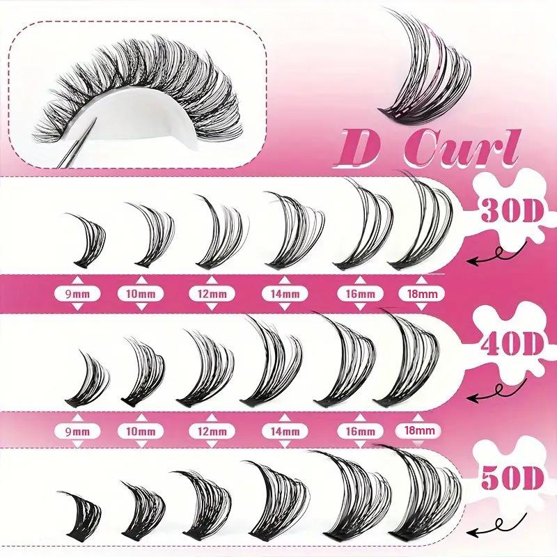 New Cross-border Product: 800 Clusters Of DIY Eyelashes, 30D, 40D, 50D, 60D Thick, D-curved, Segmented False Eyelash Set.4ml