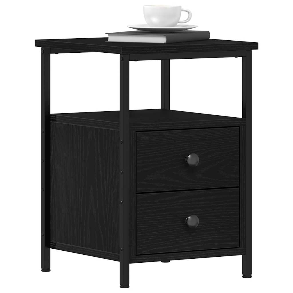 Nightstand In Black Oak Look 34 X 35.5 X 50 Cm Particleboard