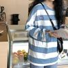 Women Spring Autumn Stripes Long Sleeve Loose T Shirt Blouse