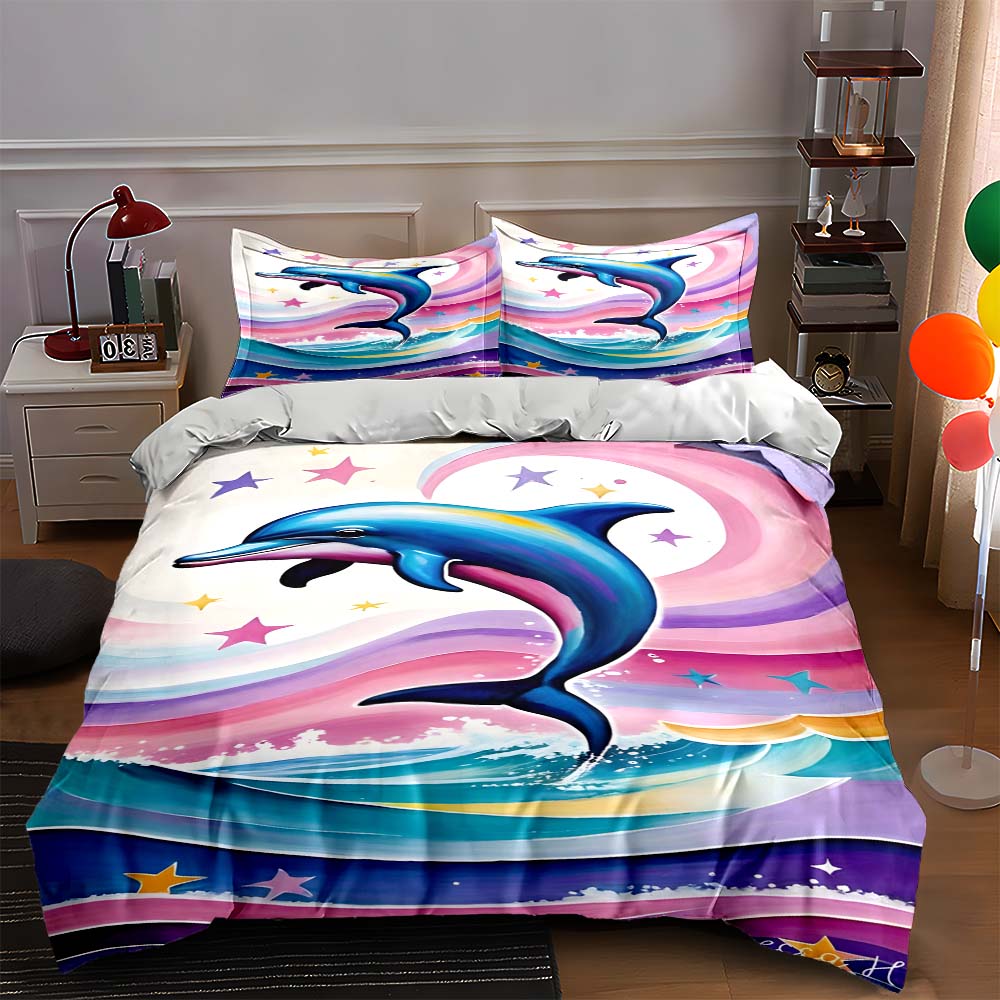 

Dolphin ocean swirl Bedding Duvet cover sets Duvet covers Pillowcases gifts (1 * Duvet Cover 2 * Pillowcases, without duvet insert) 135x200cm